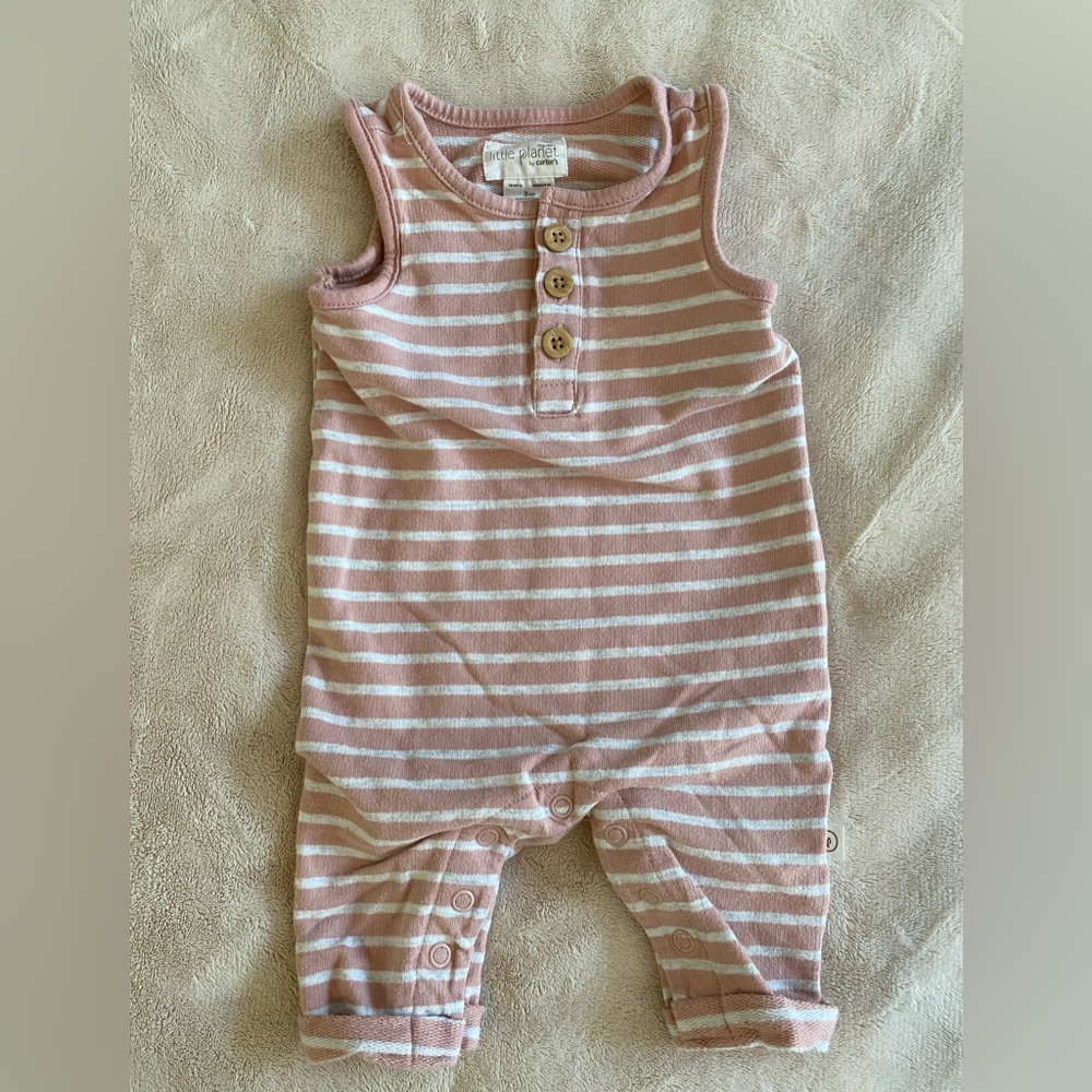 Striped Pink and White Kids One Piece